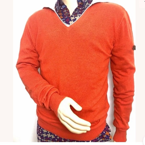 KEEP IN TOUCH Orange Wool Hooded Sweater  Sz L - Picture 1 of 6